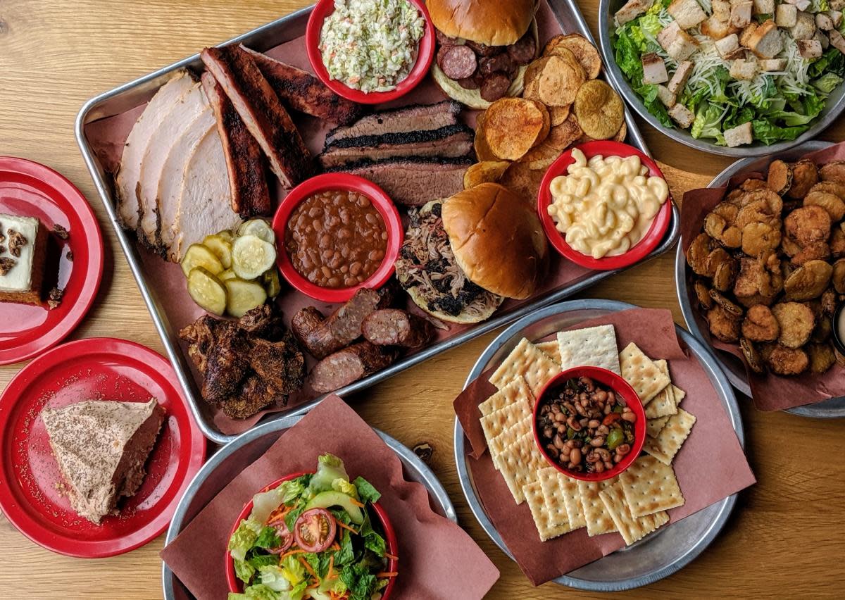 An assortment of BBQ dishes and sides from Doc's Smokehouse.