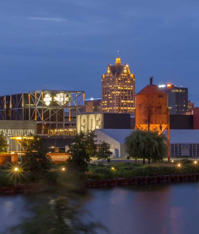 Menomonee River Valley Night Harley Museum