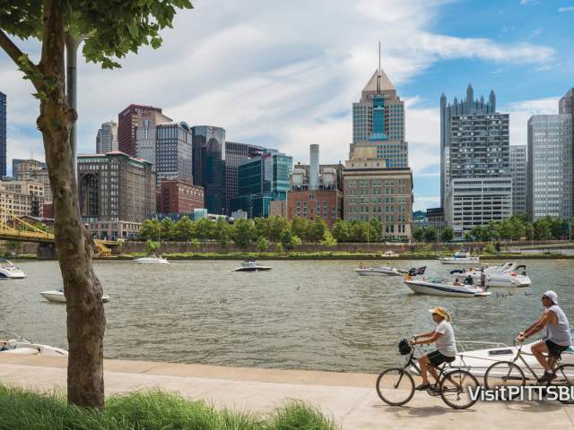 Visit Pittsburgh River With Logo