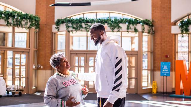 AKA member and Bobby Portis during a FAM tour