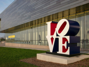 Robert Indiana LOVE Sculpture in front of Milwaukee Art Museum