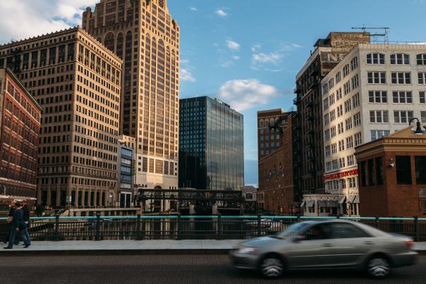 Milwaukee Skyline Wells Street Bridge